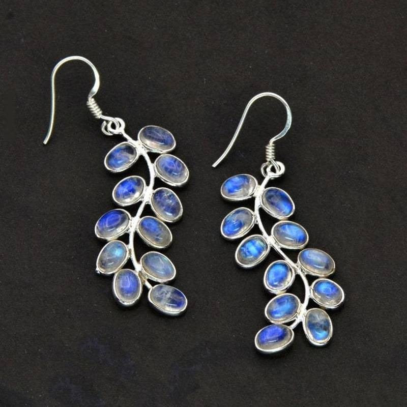 Iridescent Agate Silver Earrings-Westeryn
