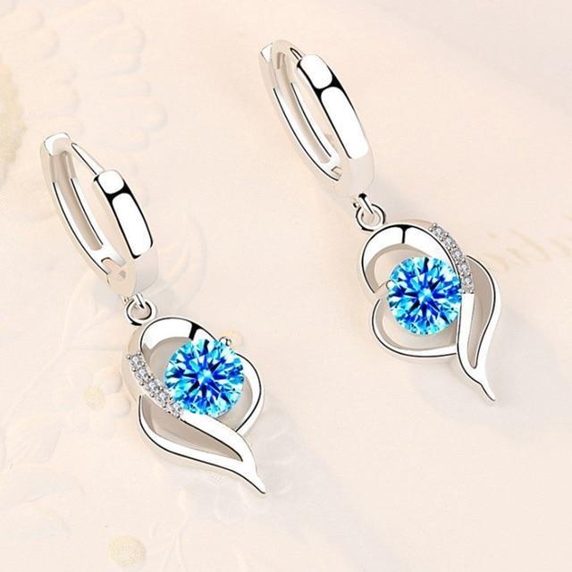 Sterling Silver and Zirconia Inlaid Floral Earrings | White Gold-Westeryn