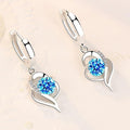 Sterling Silver and Zirconia Inlaid Floral Earrings | White Gold-Westeryn