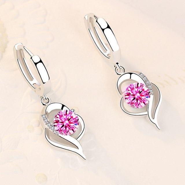 Sterling Silver and Zirconia Inlaid Floral Earrings | White Gold-Westeryn