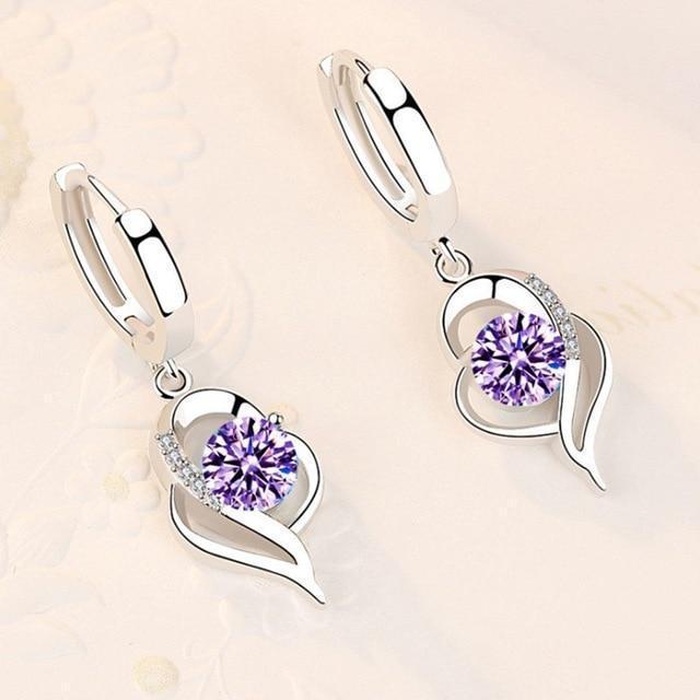 Sterling Silver and Zirconia Inlaid Floral Earrings | White Gold-Westeryn