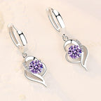 Sterling Silver and Zirconia Inlaid Floral Earrings | White Gold-Westeryn