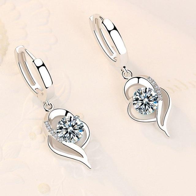 Sterling Silver and Zirconia Inlaid Floral Earrings | White Gold-Westeryn