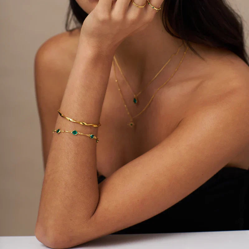 Emerald Link Chain Bracelet | Gold-Westeryn