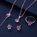 Elegant TALINA 4-Piece Rose Gold Jewelry Set with Paw & Zirconia Heart - Perfect Gift for Animal Lovers-Westeryn