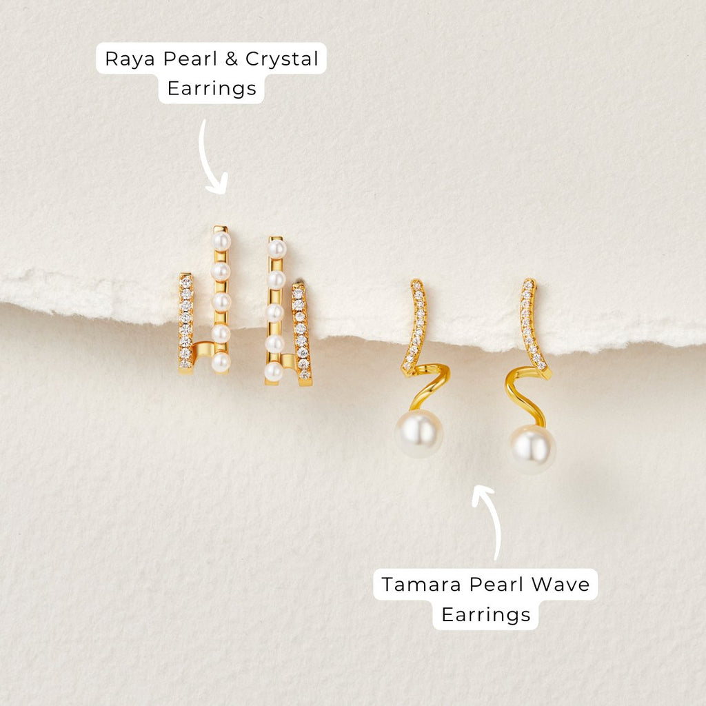 Tam Pearl Wave Earrings-Westeryn