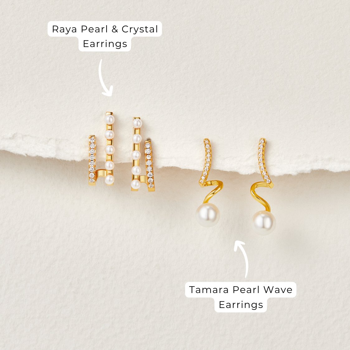 Tam Pearl Wave Earrings-Westeryn