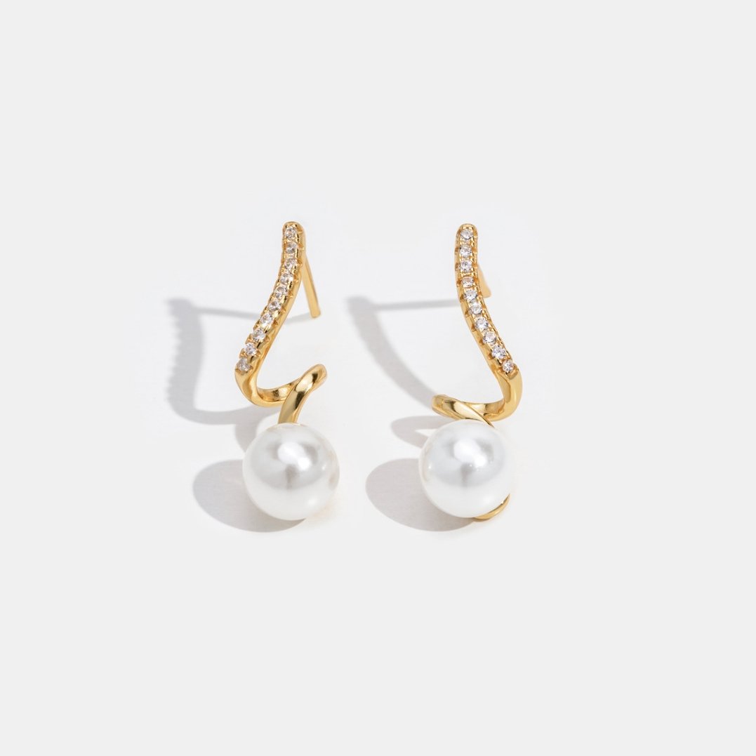 Tam Pearl Wave Earrings-Westeryn