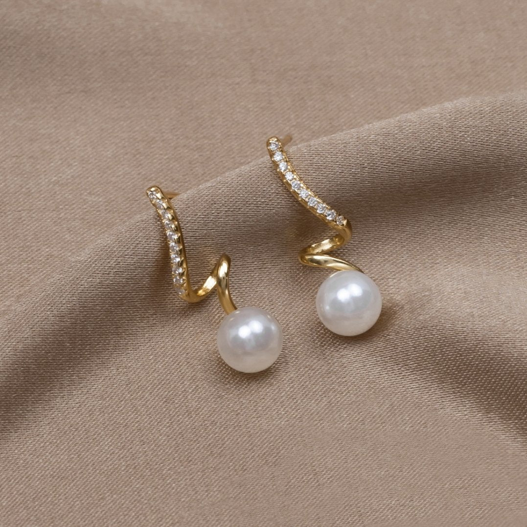 Tam Pearl Wave Earrings-Westeryn