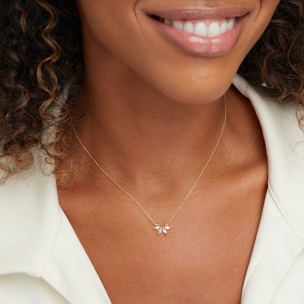 Omelia Crystal Leaf Necklace-Westeryn